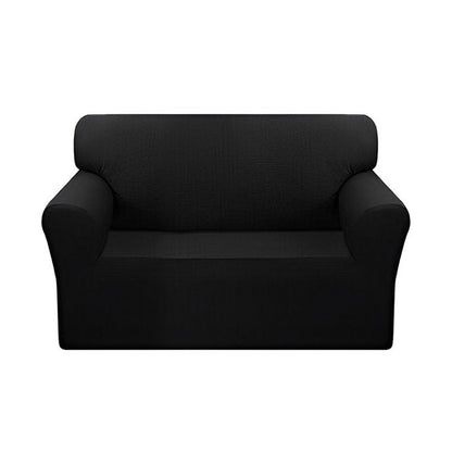 SOGA 2-Seater Black Sofa Cover Couch Protector High Stretch Lounge Slipcover Home Decor