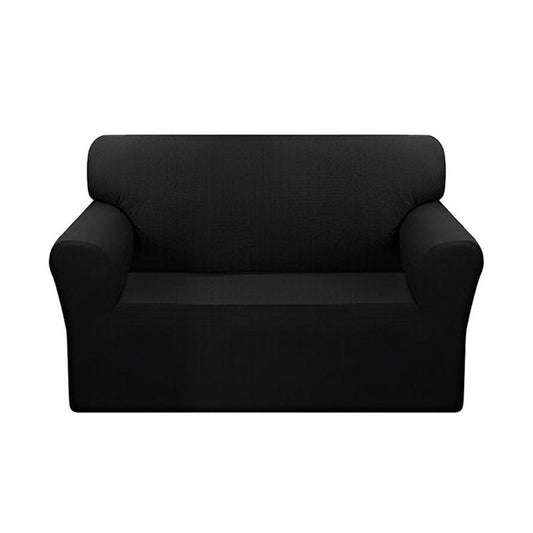 SOGA 2-Seater Black Sofa Cover Couch Protector High Stretch Lounge Slipcover Home Decor