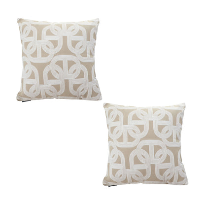 SOGA 2X 50cm Throw Pillow Beige Interlocking Geometric Pattern Modern Accent for Home Décor