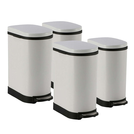 SOGA 4X Foot Pedal Stainless Steel Rubbish Recycling Garbage Waste Trash Bin U White 10L