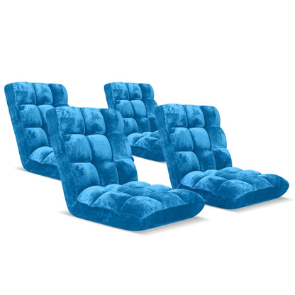 SOGA 4X Floor Recliner Folding Lounge Sofa Futon Couch Folding Chair Cushion Blue