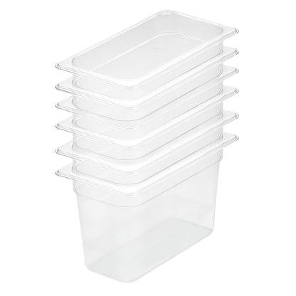 SOGA 200mm Clear Gastronorm GN Pan 1/3 Food Tray Storage Bundle of 6