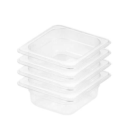 SOGA 65mm Clear Gastronorm GN Pan 1/6 Food Tray Storage Bundle of 4