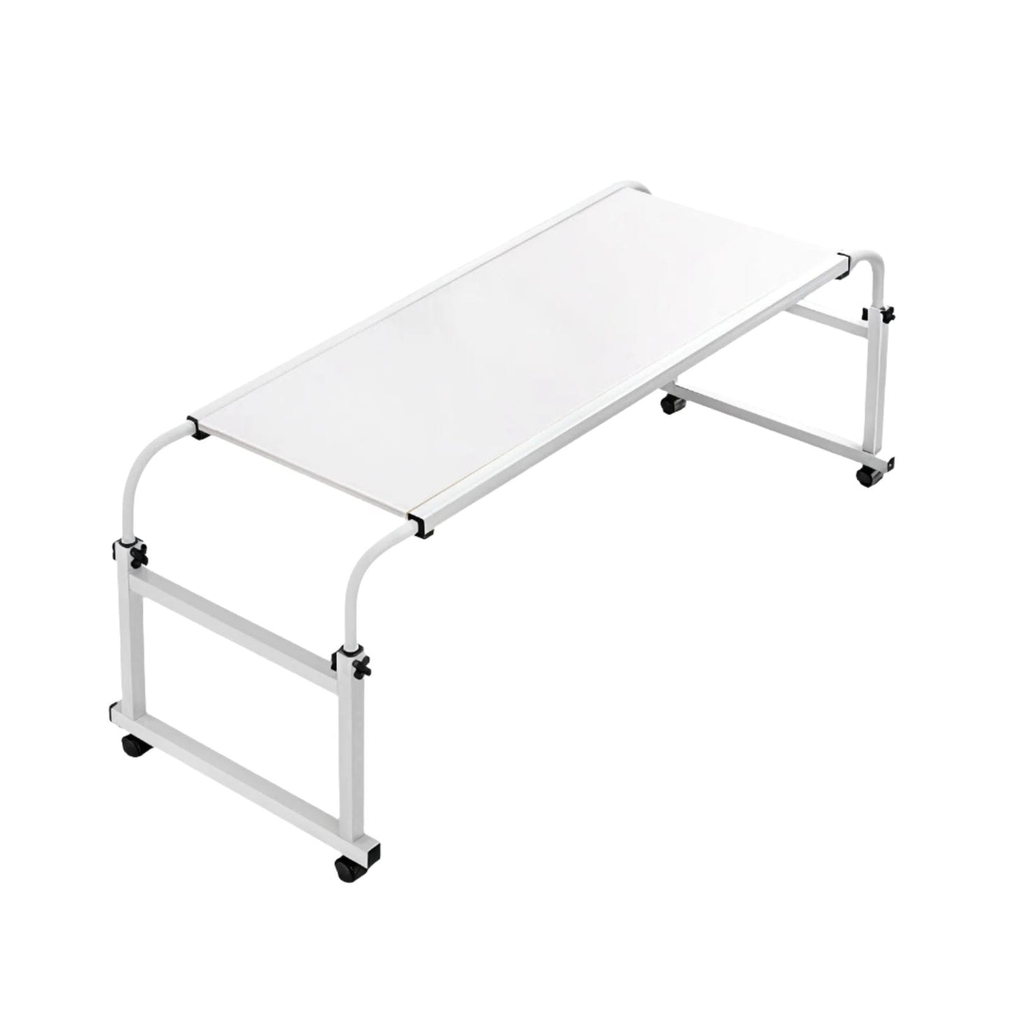 SOGA 120x45cm White Cross Bed Movable Desk Table w/ Adjustable Length & Height