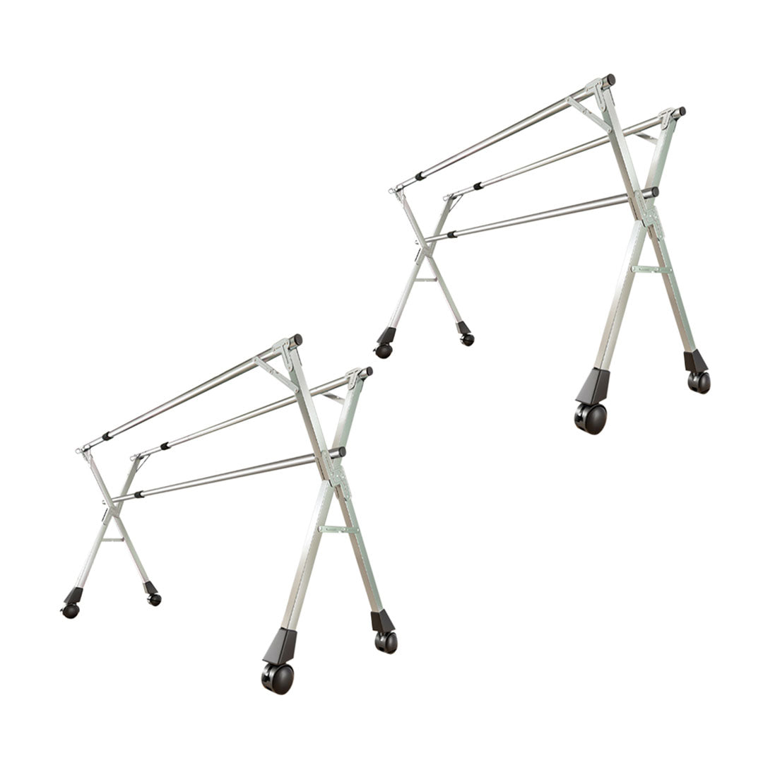 OGA 2X 160cm Portable Drying Rack Clothes Steel Laundry Rack Foldable Space-Saving Laundry Holder 3 Poles