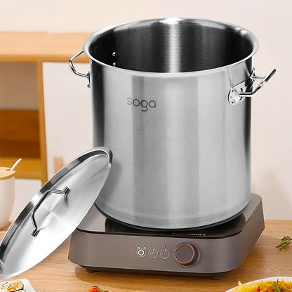 SOGA 130L commercial stainless steel stockpot with lid