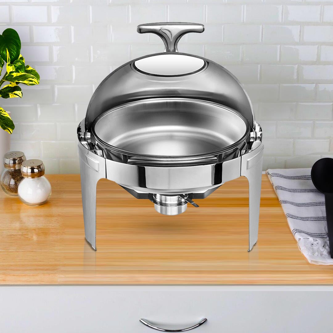 SOGA 2X 6L Round Chafing Stainless Steel Food Warmer with Glass Roll Top