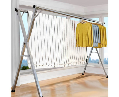 SOGA 2X 2.4m Portable Standing Clothes Drying Rack Foldable Space-Saving Laundry Holder Indoor Outdoor