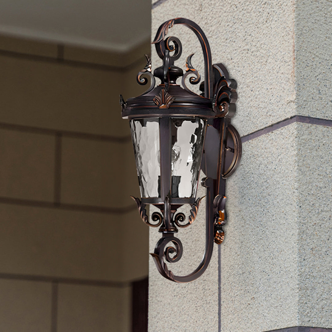 Vintage Lantern 70cm Aluminum & Glass Wall Light Classic Lantern Design Elegant Outdoor Antique Inspired Wall Lamp