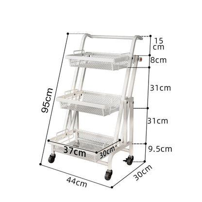 SOGA 3 Tier Steel White Adjustable Kitchen Cart Multi-Functional Shelves Storage Organizer with Wheels