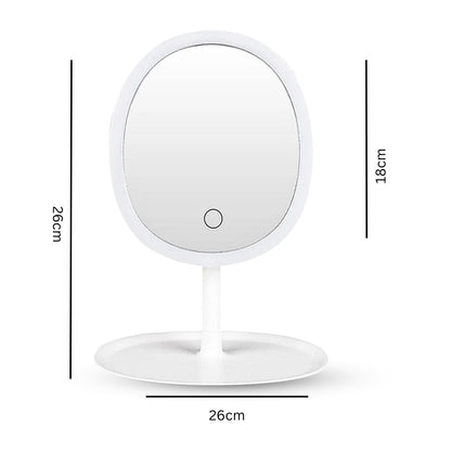 SOGA 2X 26cm White Oval Smart LED Makeup Bedroom Table Vanity Mirror Tricolor Adjustable Light w/ 5x Magnification
