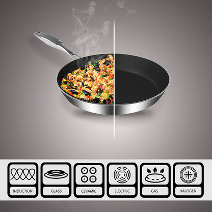 SOGA Stainless Steel Fry Pan 22cm 32cm Frying Pan Skillet Induction Non Stick Interior FryPan