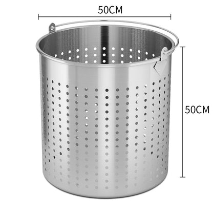 SOGA 2X 98L 18/10 Stainless Steel Perforated Stockpot Basket Pasta Strainer with Handle