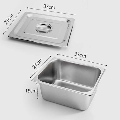 SOGA 12X Gastronorm GN Pan Full Size 1/2 GN Pan 15cm Deep Stainless Steel With Lid