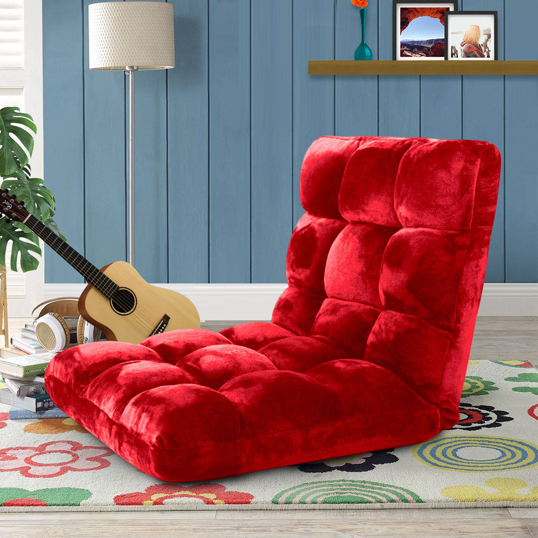 SOGA 2X Floor Recliner Folding Lounge Sofa Futon Couch Folding Chair Cushion Red