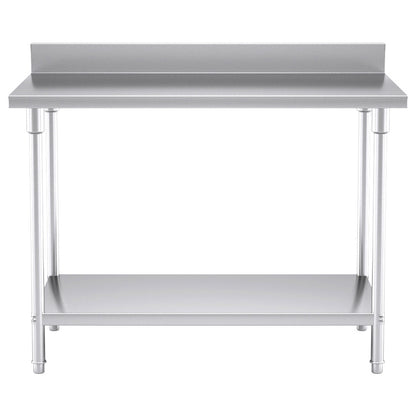 SOGA Commercial Catering Kitchen Stainless Steel Prep Work Bench Table with Back-splash 120*70*85cm