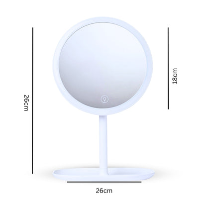 SOGA 2X 26cm White Round Smart LED Makeup Bedroom Table Vanity Mirror Tricolor w/ 5x Magnification