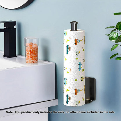 SOGA 2X Black Wall-Mounted Kitchen Roll Holder Organiser Space Saving Rack