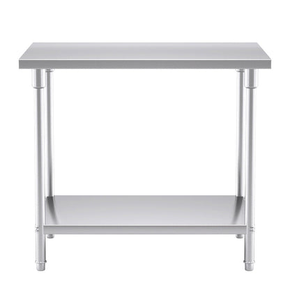 SOGA 2-Tier Commercial Catering Kitchen Stainless Steel Prep Work Bench Table 100*70*85cm