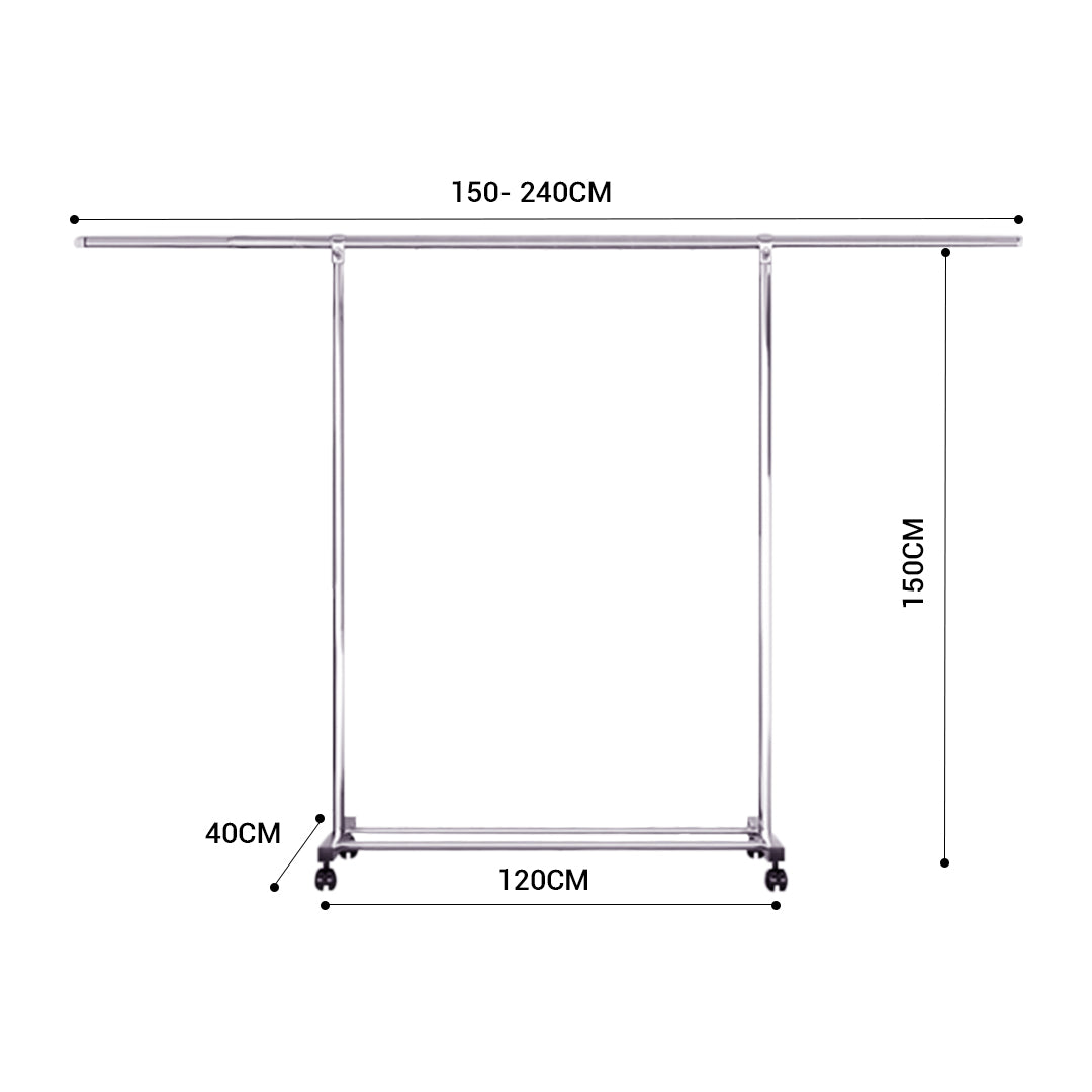SOGA 2X 240cm Stainless Steel Floor-Standing Clothes Rack - Durable and Space-Saving Laundry Organizer