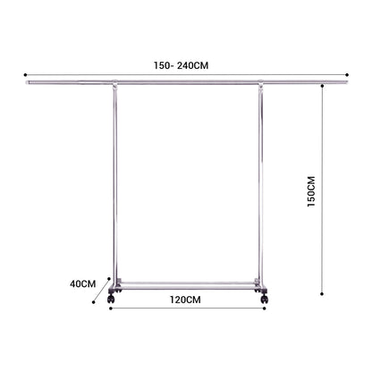 SOGA 2X 240cm Stainless Steel Floor-Standing Clothes Rack - Durable and Space-Saving Laundry Organizer