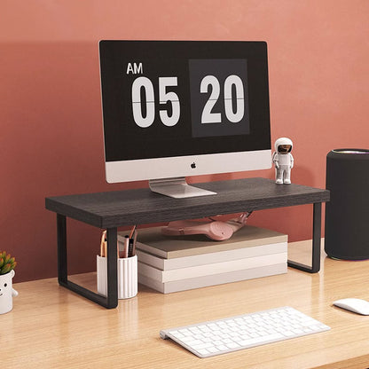 SOGA 2X 50cm Black Computer Monitor Elevated Stand Desktop Support Station Rack