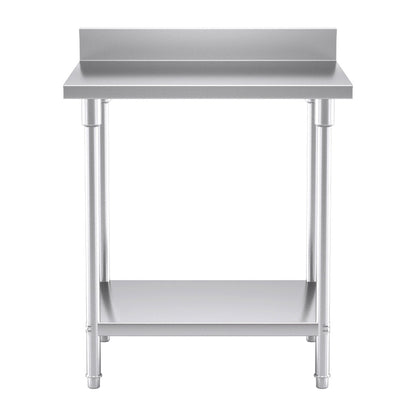 SOGA Commercial Catering Kitchen Stainless Steel Prep Work Bench Table with Back-splash 80*70*85cm