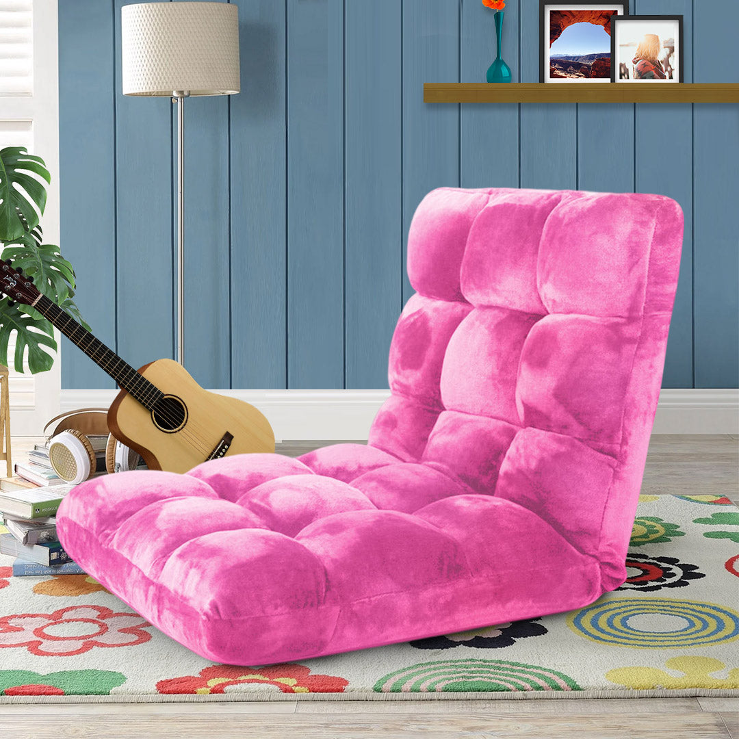 SOGA 2X Floor Recliner Folding Lounge Sofa Futon Couch Folding Chair Cushion Light Pink