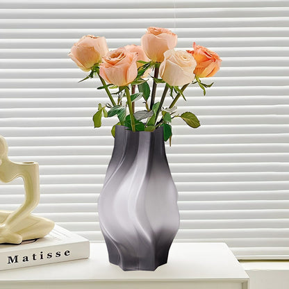 SOGA 25cm Glass Vase Grey with Beautiful glass Bubble Texture Art Vases