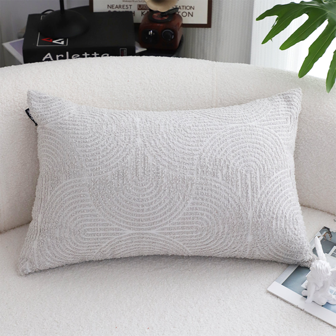 SOGA 2X 35cm Throw Pillow Off White Lumbar Embroidered Decorative Cover Stitch for Home Decor