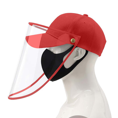 Outdoor Protection Hat Anti-Fog Pollution Dust Protective Cap Full Face HD Shield Cover Kids Red
