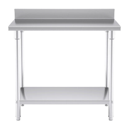 SOGA Commercial Catering Kitchen Stainless Steel Prep Work Bench Table with Back-splash 100*70*85cm