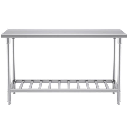 SOGA Commercial Catering Kitchen Stainless Steel Prep Work Bench Table 150*70*85cm