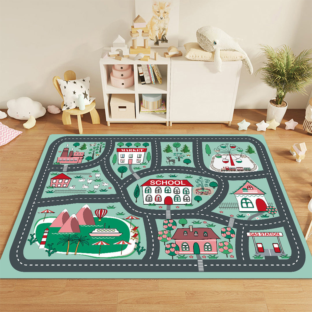 SOGA 2X 120cm Kids Rug Street Map Play Mat Educational Baby Theme Park Area Rugs