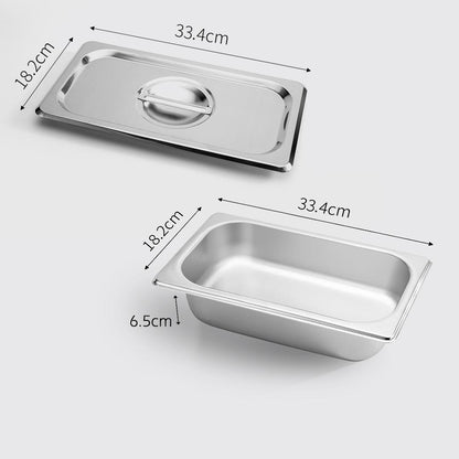 SOGA 6X Gastronorm GN Pan Full Size 1/3 GN Pan 6.5 cm Deep Stainless Steel Tray With Lid