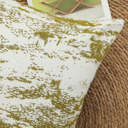 SOGA 2X 50cm Throw Pillow White and Olive Green Deluxe Polyester Fiber and Cotton for Home Decor