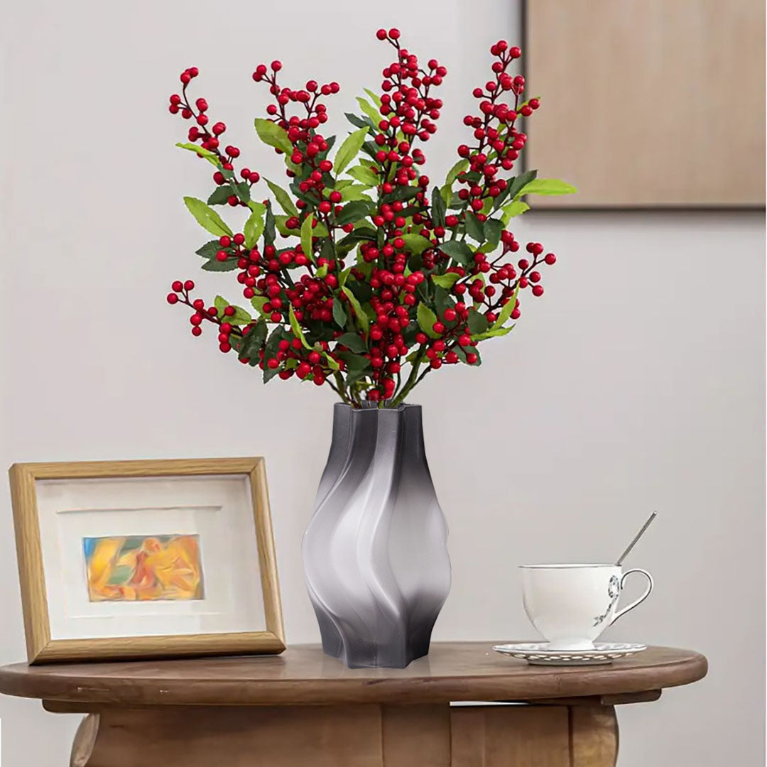 SOGA 25cm Glass Vase Grey with Beautiful glass Bubble Texture Art Vases