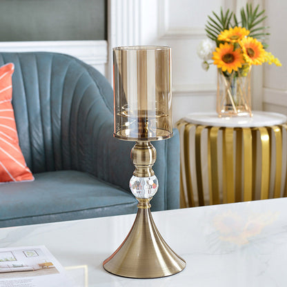 SOGA 38cm Glass Candle Holder Candle Stand Glass/Metal