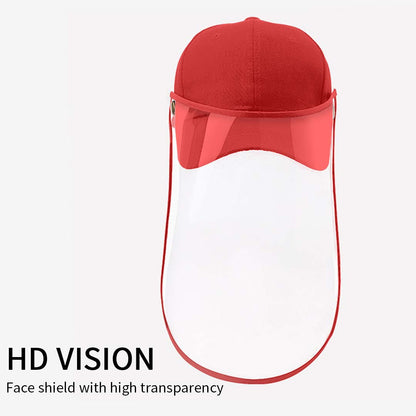 Outdoor Protection Hat Anti-Fog Pollution Dust Protective Cap Full Face HD Shield Cover Kids Red