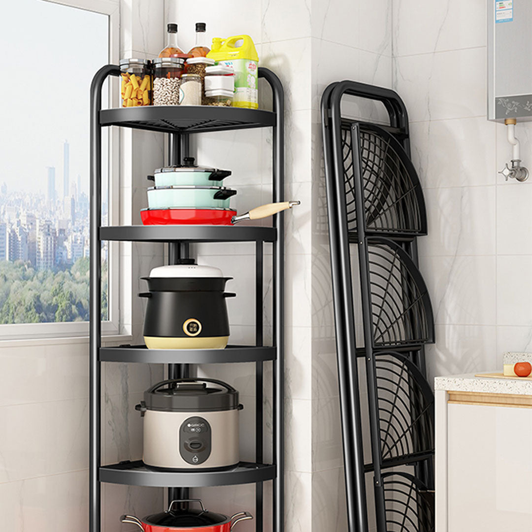 SOGA 2X 5 Tier Steel Triangular  Corner Stand Multi-Functional Shelves Portable Storage Organizer