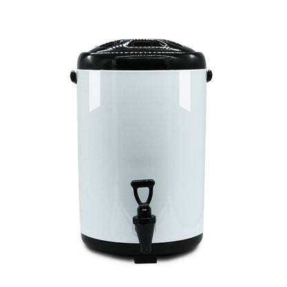 SOGA 8X 10L Stainless Steel Insulated Milk Tea Barrel Hot and Cold Beverage Dispenser Container with Faucet White