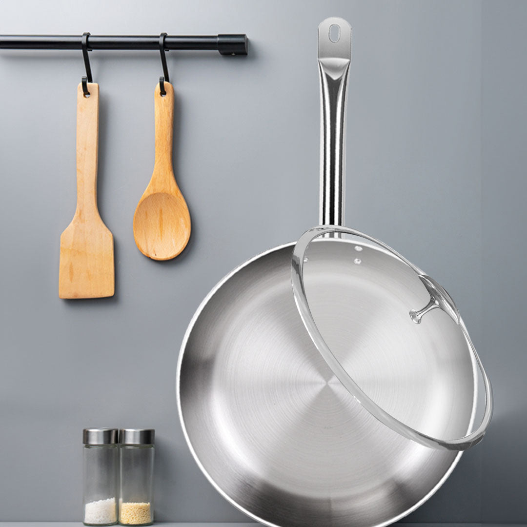 SOGA 2X 28cm Stainless Steel Saucepan Sauce pan with Glass Lid and Helper Handle Triple Ply Base Cookware