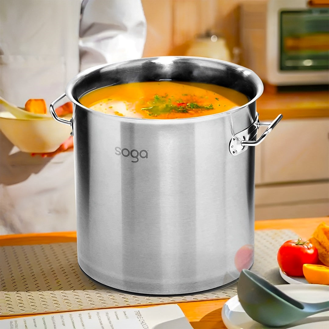 SOGA Stock Pot 130Lt 55CM Top Grade Thick Stainless Steel Stockpot 18/10