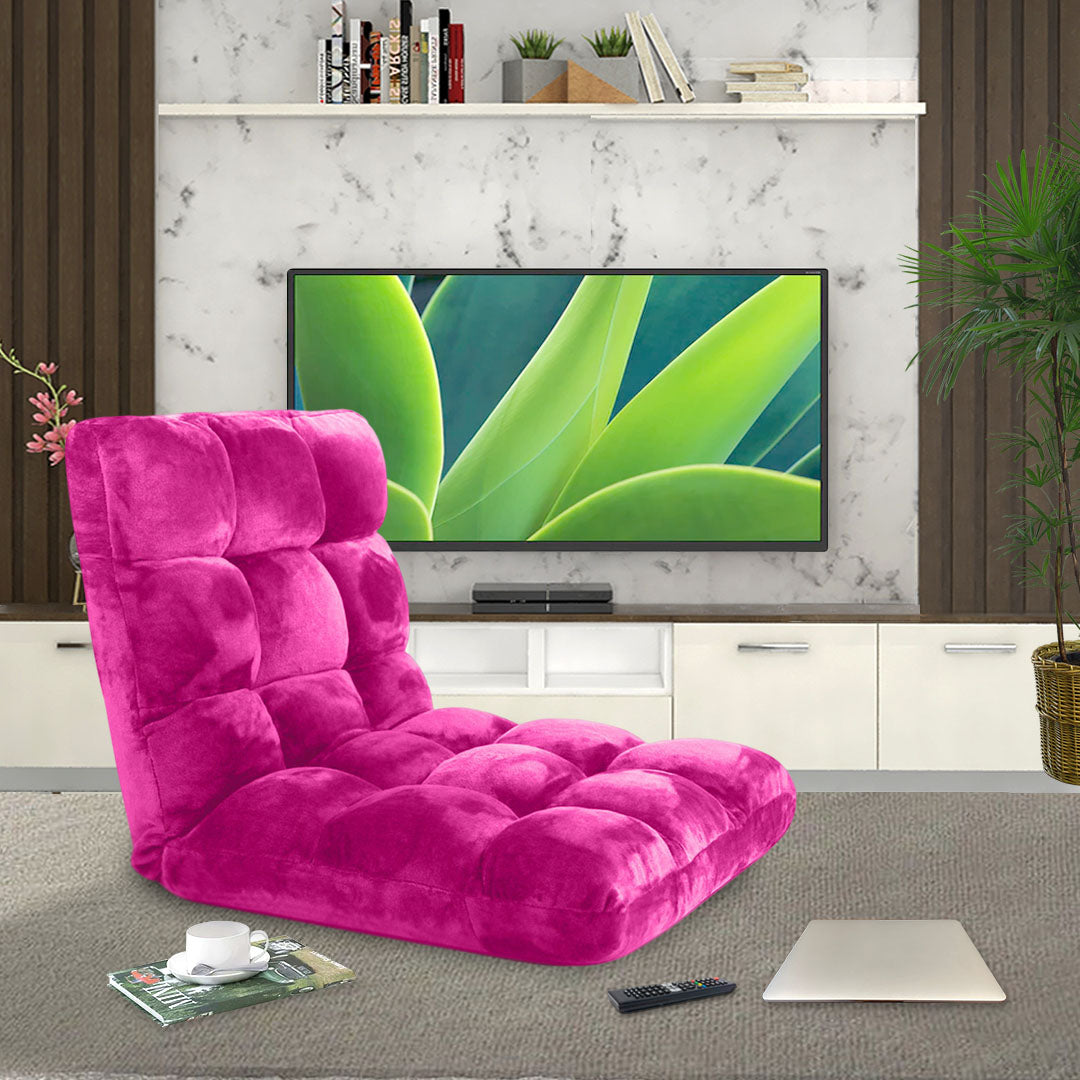 SOGA 2X Floor Recliner Folding Lounge Sofa Futon Couch Folding Chair Cushion Pink