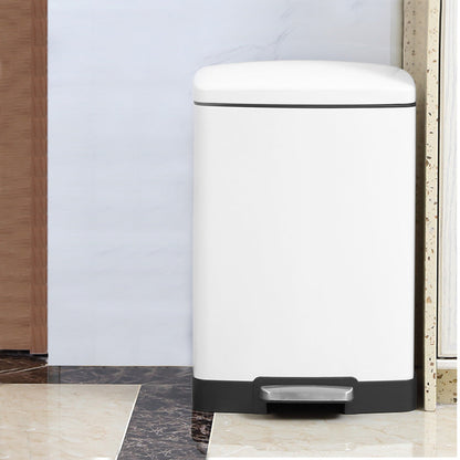 SOGA 4X Foot Pedal Stainless Steel Rubbish Recycling Garbage Waste Trash Bin Rectangular Shape 12L White