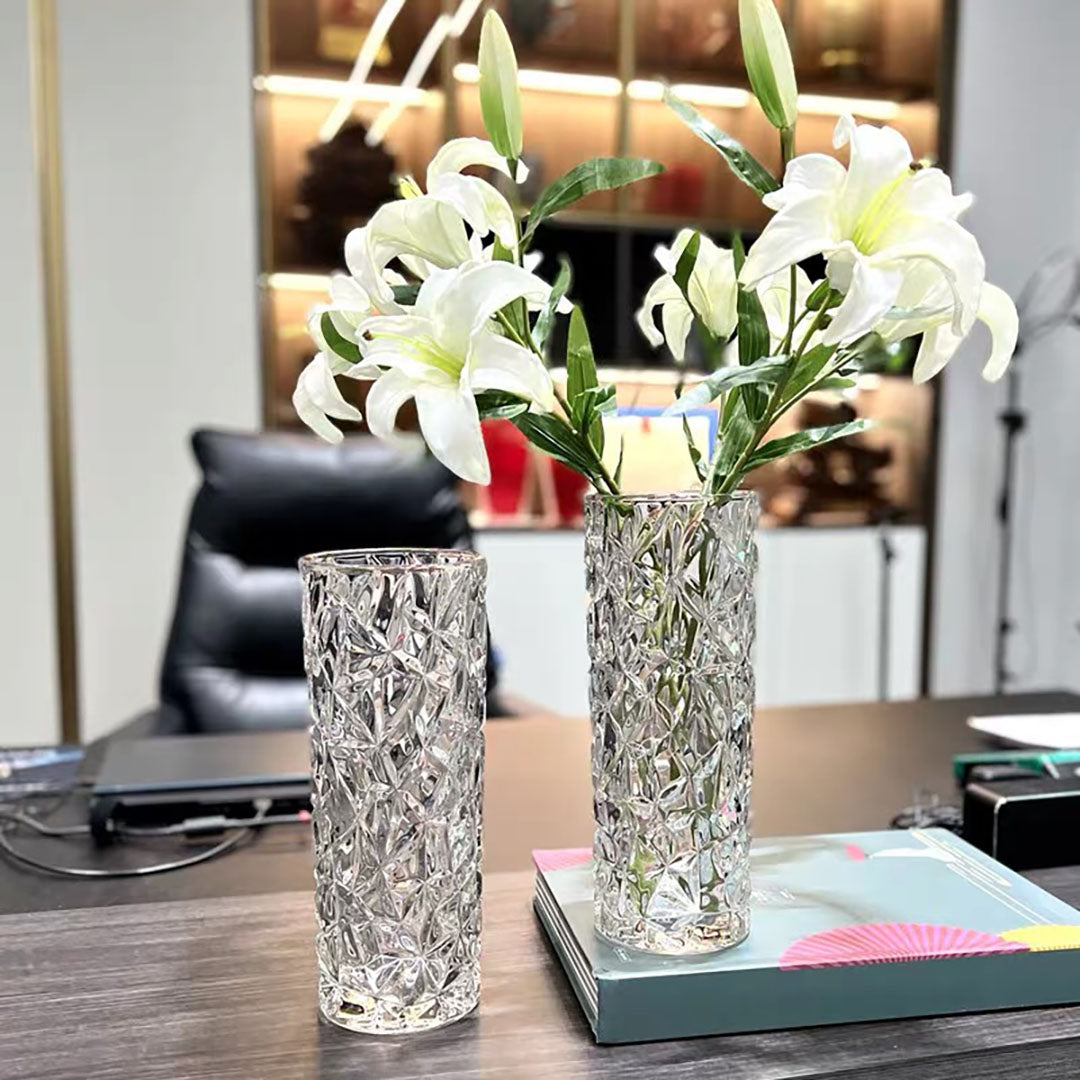 SOGA 30cm Sleek Clear Glass Vase Elegant Wide Crystal Design for Modern Home Décor