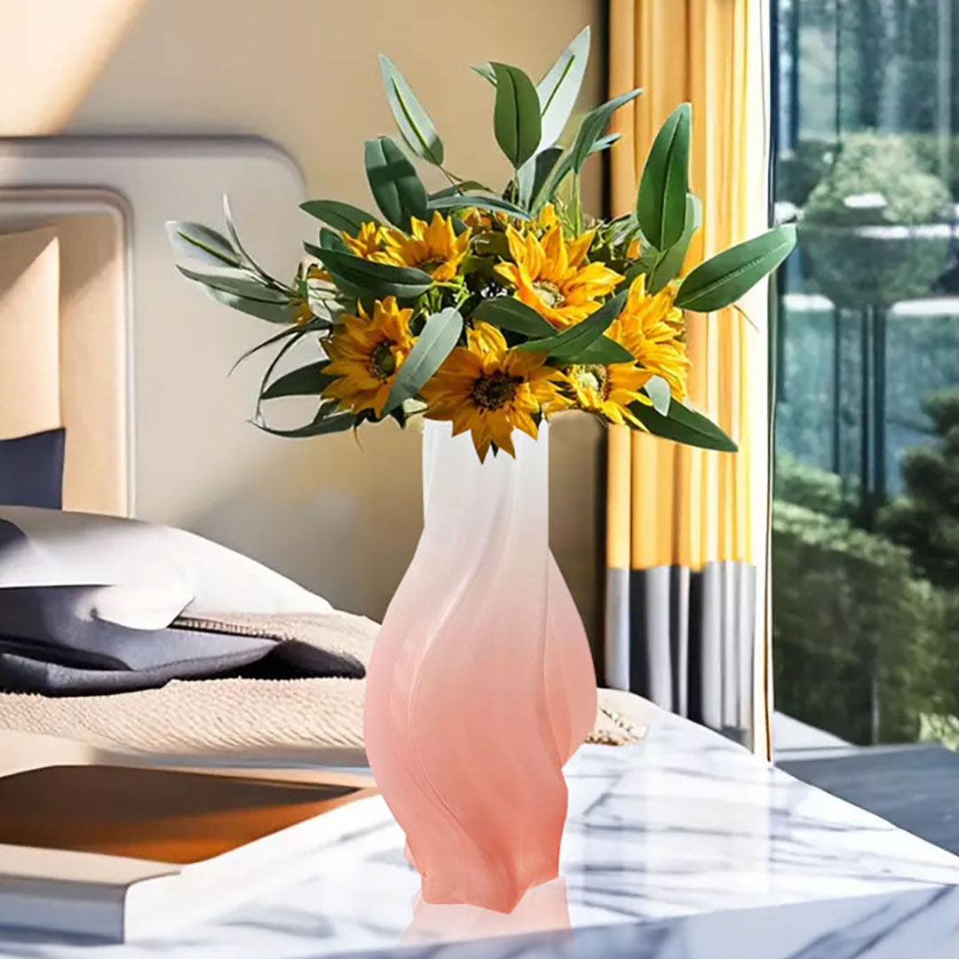 SOGA 32cm Pink Glass Vase Art Blown Hand Flower Tall Vintage Art Vases