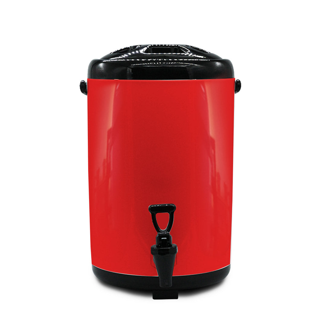 SOGA 8X 12L Stainless Steel Insulated Milk Tea Barrel Hot and Cold Beverage Dispenser Container with Faucet Red