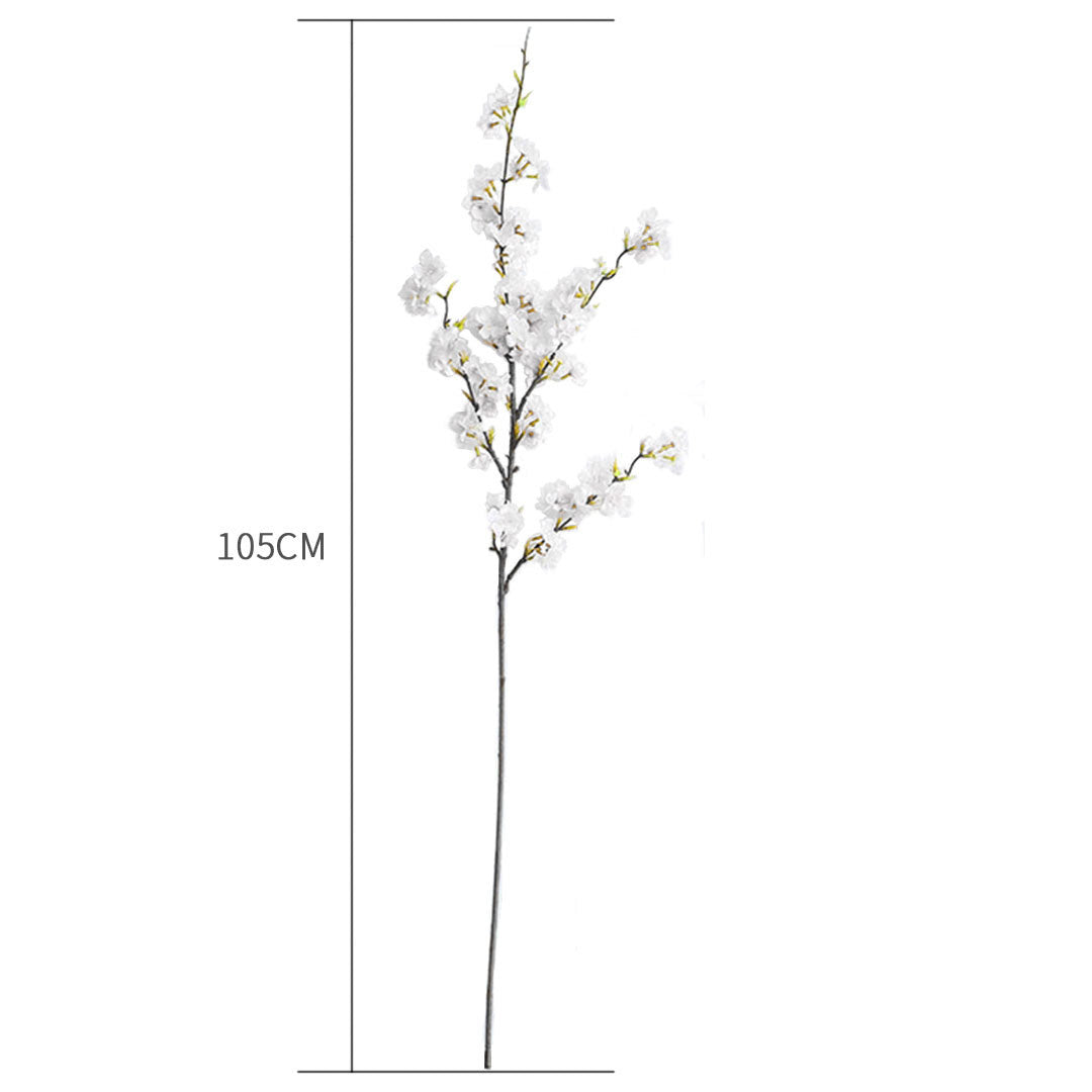 SOGA 67cm Green Glass Tall Floor Vase with 10pcs White Artificial Fake Flower Set