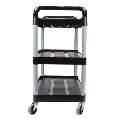SOGA 3 Tier Food Trolley Food Waste Cart With Two Bins Storage Kitchen Black 83x43x95cm Small